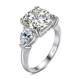 Solitaire Ring Massive 5 Cushion Woman D Colour Sterling Silver 925 With Big Stone Certified Luxury Jewellery For Engagement 221109