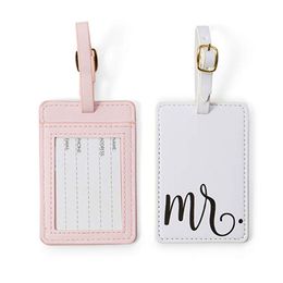 Letter Print Suitcase Tags ID Address Holder Baggage Tags Portable Label Travel Accessories Fashion Pu Leather Luggage Tag