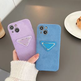 Luxury Lint Phone Cases For Iphone 14 Pro Max 13 12 11 Sets Max Fashion Shockproof Simple Style Triangle Two Colors 22111103CZ