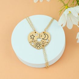 Pendant Necklaces 3 Piece Set Sun Moon Star Necklace For Women Men Friend BFF Friendship Couple Fashion Party Jewellery Gift