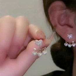 Light and luxurious S925 silver needle heart shaped earrings with advanced design sense female love earring
