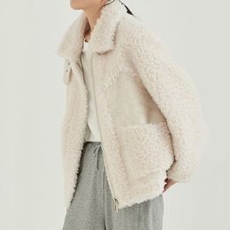 Women's Fur Lapel Coat Women Thick Warm Loose Lambs Wool Winter Fashion 2022 Female Plush Jacket With Pocket Teddy