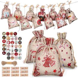 Gift Wrap Christmas Bags Bag Drawstring Candy Treat Xmas Pouch Party Favors Holiday Burlap Year Goodie Christma Present Sacks