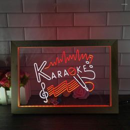 Party Decoration Karaoke Pub Bar Club Box NR Dual Colour LED Neon Sign Po Frame Creative Table Lamp Bedroom Desk Wood 3D Night Light