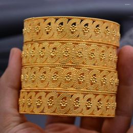 Bangle 24k 4Pcs Gold Color Bangles For Women African Bridal Bracelets Wedding Gifts Ethiopian Jewellery