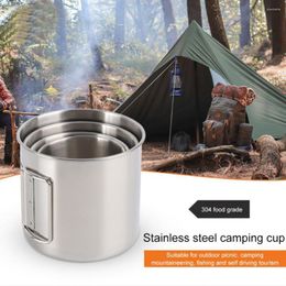 Mugs High Quality Stainless Steel Ultralight Titanium Cup Water Mug With Foldable Handle Outdoor Portable Camping Picnic 250/350/500