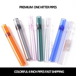 Pyrex glass one hitter pipe bat smoking accessories 4 inch Colourful clear Steamroller Hand Pipe oil burner Philtres tube nail tips bong