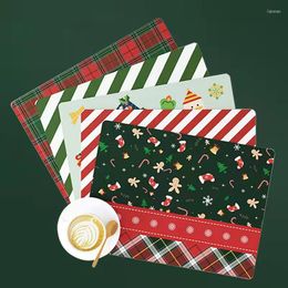 Table Mats 2022 Year American Style Christmas Decoration Waterproof PVC Rectangle Tablemats Home Kitchen Supplies Ins Dining Place Decor