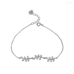 Link Bracelets OneQuarter Fashion Cute S925 Sterling Silver Crystal Leaf Chain For Women Charms Bracelet Bangles Friendship Jewellery