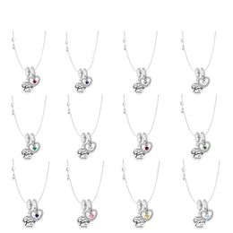 S925 Collana con ciondolo in argento 12 mesi Pietra di compleanno Fai da te adatta Pandora Charms Gioielli regalo