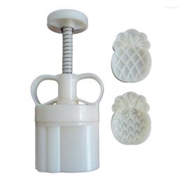 Baking Tools K1MF 50g Barrel Mooncake Mould With 2 Pineapple Cloud Stamps Cookie Cutter Hand Press Green Bean Pastry Mould DIY Bakeware