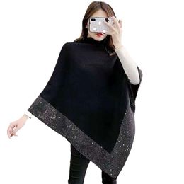 Shawls Fashion Knitted Shawl Batwing CapeCloak Loose Soft Woman Poncho Cape Pullover Sweater Coat 221110