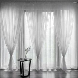 Curtain 2pcs/1pcs 140 240/100 200cm European Pure White Gauze Sheer Curtains Window Tulle For Wedding Home Kitchen