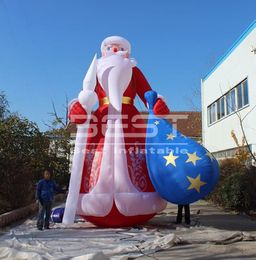 Christmas festival decorative inflatable santa claus Carrying bag Shopping mall blower up old man