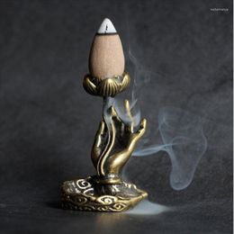 Fragrance Lamps Retro Backflow Copper Incense Tea Ceremony Ornament Pour Insert Zen Buddha Hall Lotus Holder Home Decor