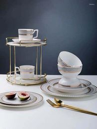 Dinnerware Sets Nordic Luxury Serving Cake Dessert Plate Rack Set Decorative For Wedding Party Dinner Plates Rice Bowl Soup