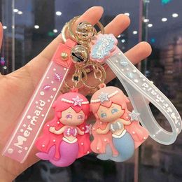 Keychains Cartoon creative Mermaid Princess Key Chain cute girl heart Doll Bag pendant friend small gift