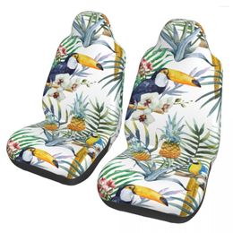 Car Seat Covers Summer Tropical Palm Leaves Universal Cover Four Seasons Suitable Front Rear Flocking Cloth Cushion Polyester Fishing