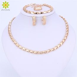 Wedding Jewelry Sets Fashion African Beads Set Exquisite Flash Dubai Gold Color Necklace Nigerian Bridal Wholesale 221109