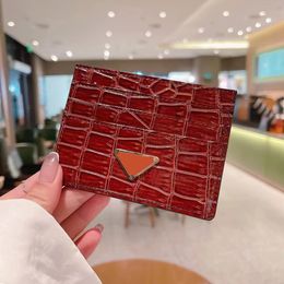 Beautiful Leather Saffiano Card Holder Slot Designer Cases Official Luxury Brand P Y Crocodile in Black White Red Pink Brown Blue with Logo Box Cover