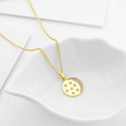 Chains Fashion Geometric Round Pendant Necklace Cz Crystal Gold Colour Chain Eye Nekclace For Women Girlfriend Jewellery