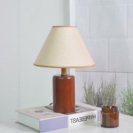 Table Lamps Nordic Wood Lamp Cloth Lampshade Bedroom Bedside Study Desk Decor Luminaria Reading Lighting Light Fixtures