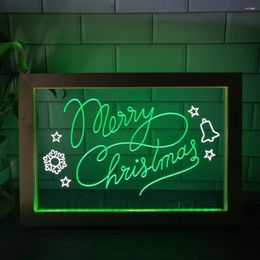 Party Decoration Merry Christmas Tree Dual Colour Led Neon Sign Po Frame Creative Table Lamp Bedroom Desk Wood 3D Night Light