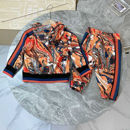 High end children's clothing boys' and girls' set spring and autumn style new jacket HOODED JACKET pants twopiece set