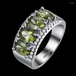 Wedding Rings Engagement Ring Fashion Jewellery Green Cubic Zirconia Silver Color Overlay For Women Size 6 7 8 9 AR2033