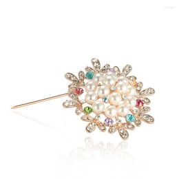 Jewellery Pouches 3pcs Crystal Pearl Flower Look Alloy Diamond Brooch Pins For Women Fashion Crafts Dress