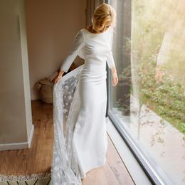 Cowl Open Back Bridal Gowns Wedding Dresses With Long Sleeve Plus Size Backless Detachable Garden Mariage 326 326