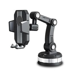 Universal Car Cell Phone Mount Cradles Extendable Holder Powerful Clamps Sucker Cup Bracket Arm for Auto Centre Console