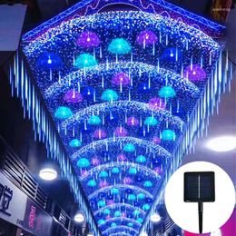 Strings LED Meteor Shower Rain String Lights Waterproof Outdoor Christmas Decorative Tree Fairy Garland Solar Light