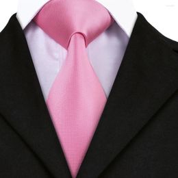 Bow Ties DN-401 Deep Pink Solid Single Classic Silk Neckties Tie For Men Formal Wedding Dating Banquet Party