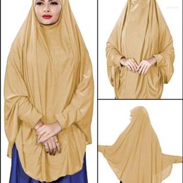 Ethnic Clothing Women Hijabs Muslim Pray Clothes Solid Color Style Worship Linen Fabric Long Gown Cuff America Selling HeadScarf