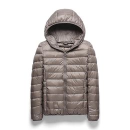 Women's Down Parkas Winter Jacket Women Short Jackets Ultra-light Thin Hooded Warm Slim White Duck Coat Parka Female Outwear 221110