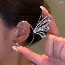 Backs Earrings Zircon Silver Color Elf Ear Wing Clip Piercing For Women Sparkling On Earring EarCuffs Wedding Jewelry