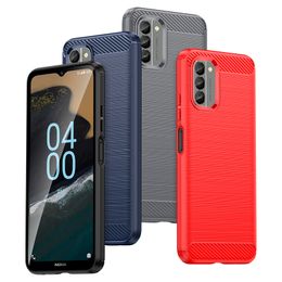 Carbon Phone Cases For Nokia G22 G400 C200 C100 C21 G21 G11 G10 X10 X20 Rugged Carbon Textured Wire Drawing Case TPU Cover