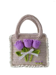 Evening Bags Bohemian Crochet Women Shoulder Flower Plaid Lady Handbags Handmade Woven Knitted Summer Beach Bag Small Tote Bali Purses