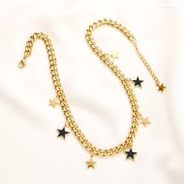 Pendant Necklaces Korean Fashion Star Thick Chain Necklace For Women Stainless Steel Pentagram Never Fade Clavicle Simple Jewellery