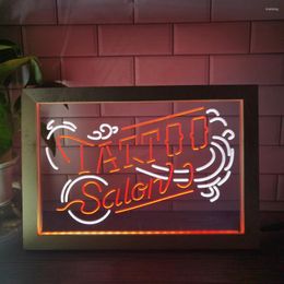 Party Decoration Tattoo Salon Indoor Bar Dual Colour Led Neon Sign Po Frame Creative Table Lamp Bedroom Desk Wood 3D Night Light