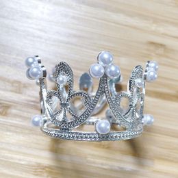 Christmas Decorations Mini Crown Cake Decoration Princess Topper Pearl Tiara Children Hair Ornaments Wedding Birthday Party