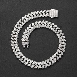 Yellow White Gold Plated Bling CZ 17mm 18-20inch Cuban Chain Necklace Bracelet Fashion Punk Jewellery For Men Women