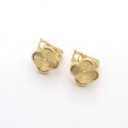 Designer-Charm-Ohrstecker für Damen-Luxusschmuck, Orecchini VC, drei Blumen, drei Bohrohrringe, vierblättrige Blumen, Goldschnitzerei