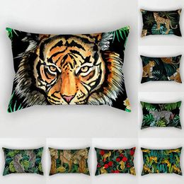 Pillow Forest Jungle Tiger And Leopard Cover 30x50 Cm Polyester Tropical Plant Pillowcase Sofa Home Decoration