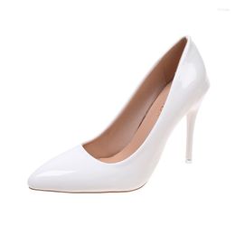 Dress Shoes Plus Size 35 - 45 Women Pumps Patent Leather High Heels Wedding Bridal Pointed Toe Boat Thin