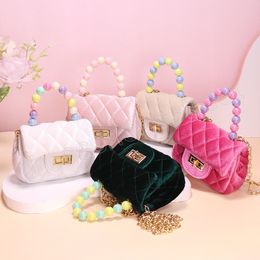 Girl Princess Velvet Handbag Baby Shoulder Packet Coin Purse Candy Knapsack Bow Tie Kid Fashion Messenger Bag