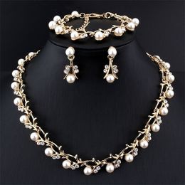 Wedding Jewelry Sets Fashion Imitation Pearl Necklace Earring Bridal For Women Elegant Party Gift 221109