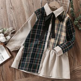 Girl's Dresses Girls for Kids School Uniform Plaid Dress Teenagers Clothes Preppy Style Long Sleeve Children Costumes 4 6 8 10 12 Years 221110