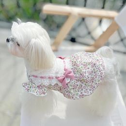 Dog Apparel Sweet Printed Cat Clothes Soft Cotton Summer Girl Pet Dress Outfit For Small Dogs Chihuahua Pug Puppy Coat Accessories